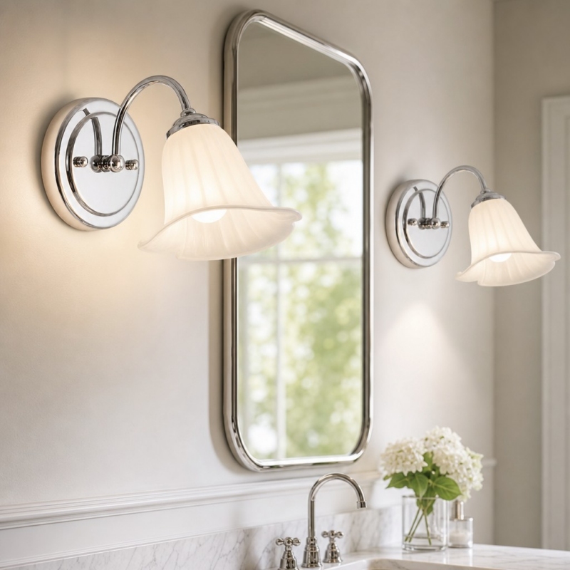 Aplique de pared calla junto a un espejo