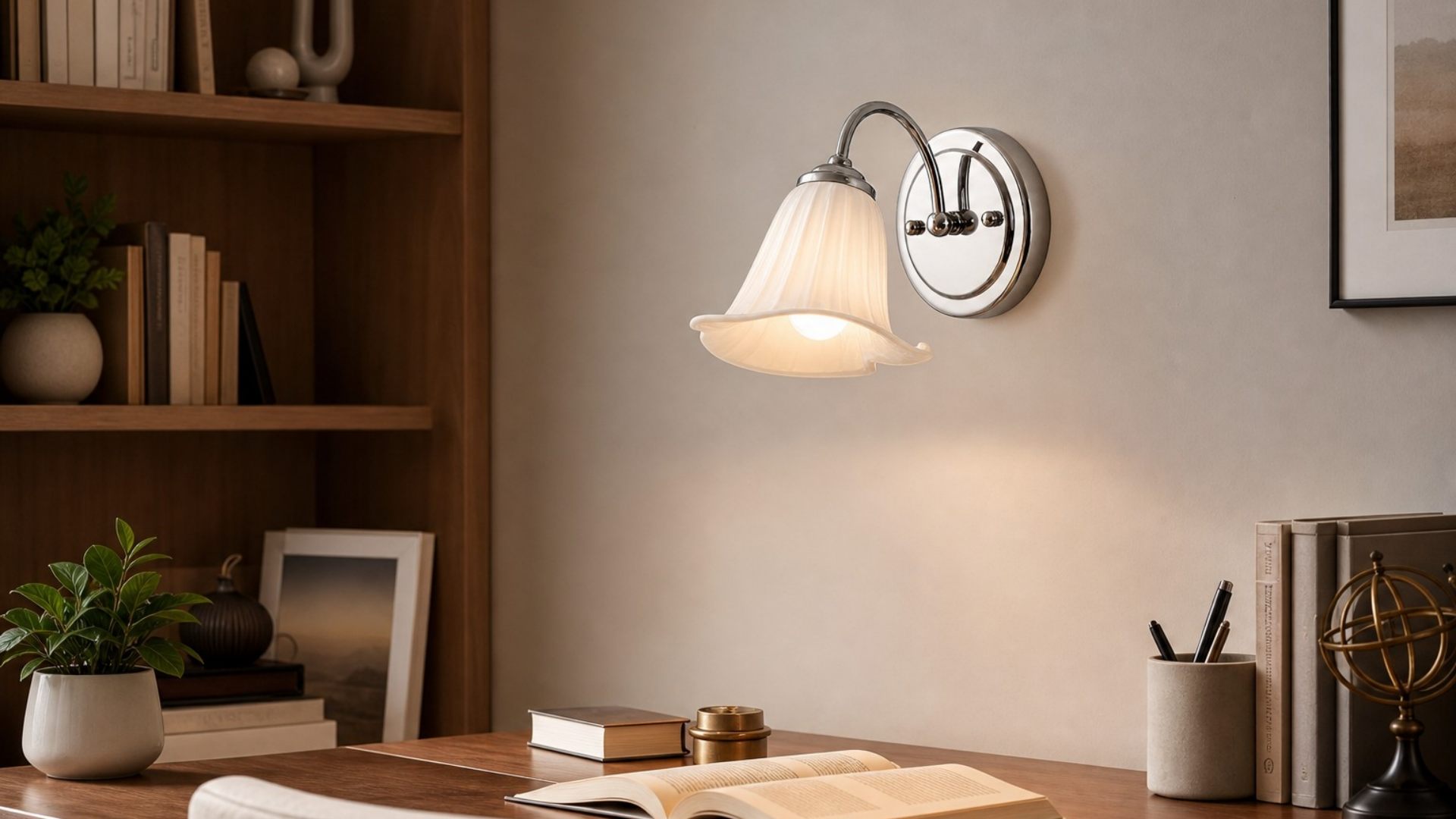Lámpara de pared calla en un espacio de trabajo
