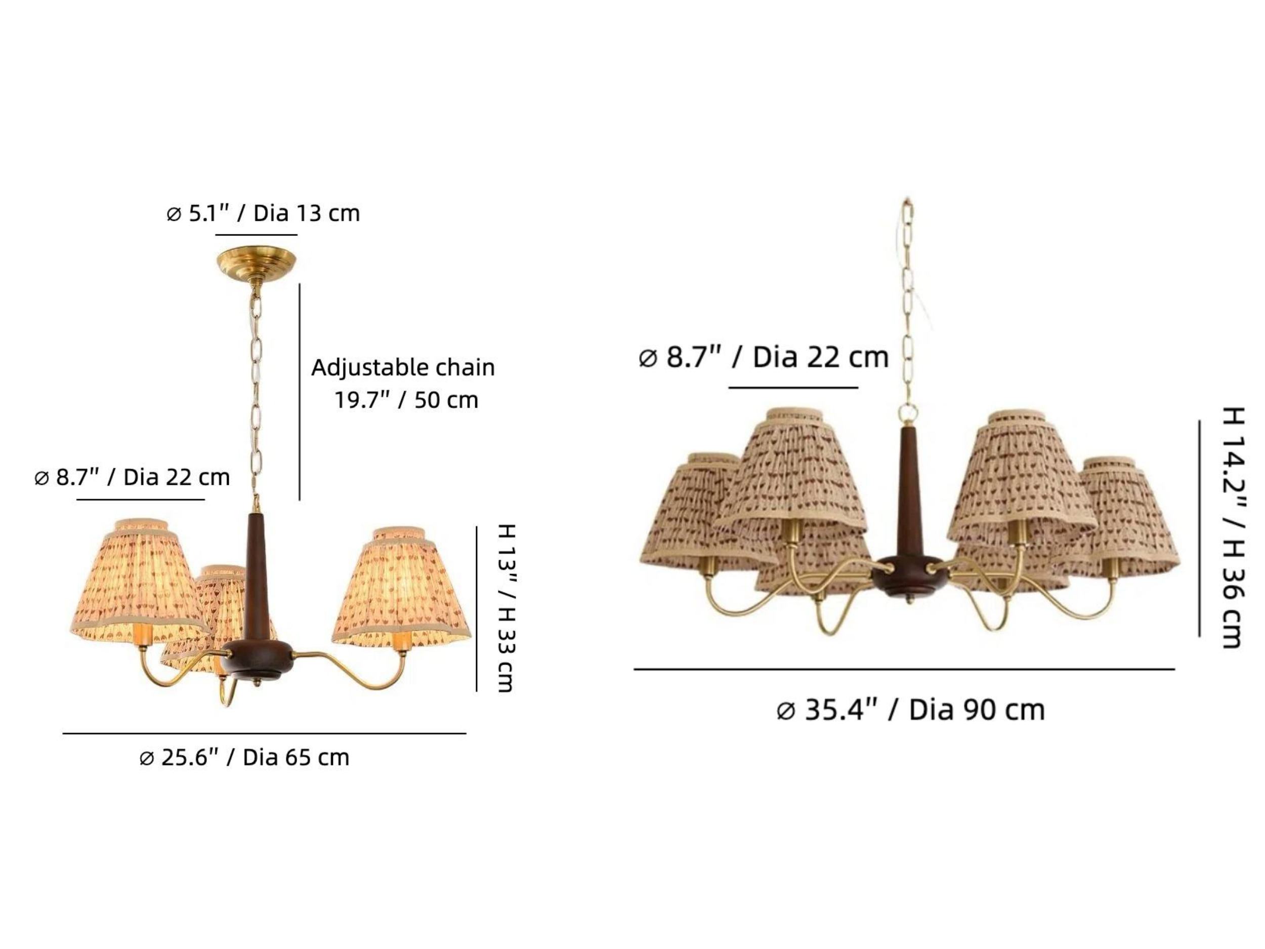 Dimensiones de la lámpara de araña Solmire