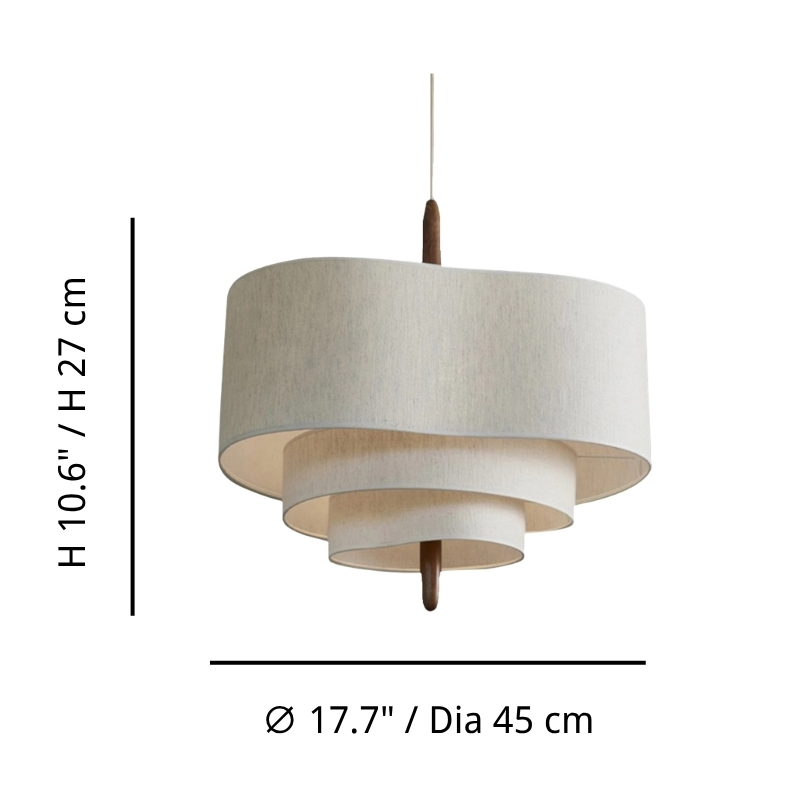 Diagrama de dimensiones de Wave Ladder Linen Pendant Lamp