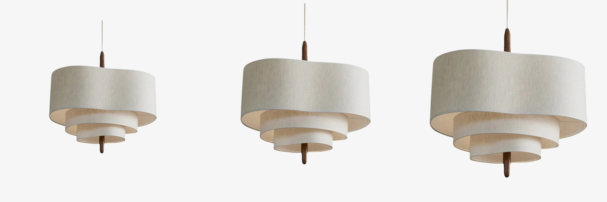 Tres tamaños de Wave Ladder Linen Pendant Lamp