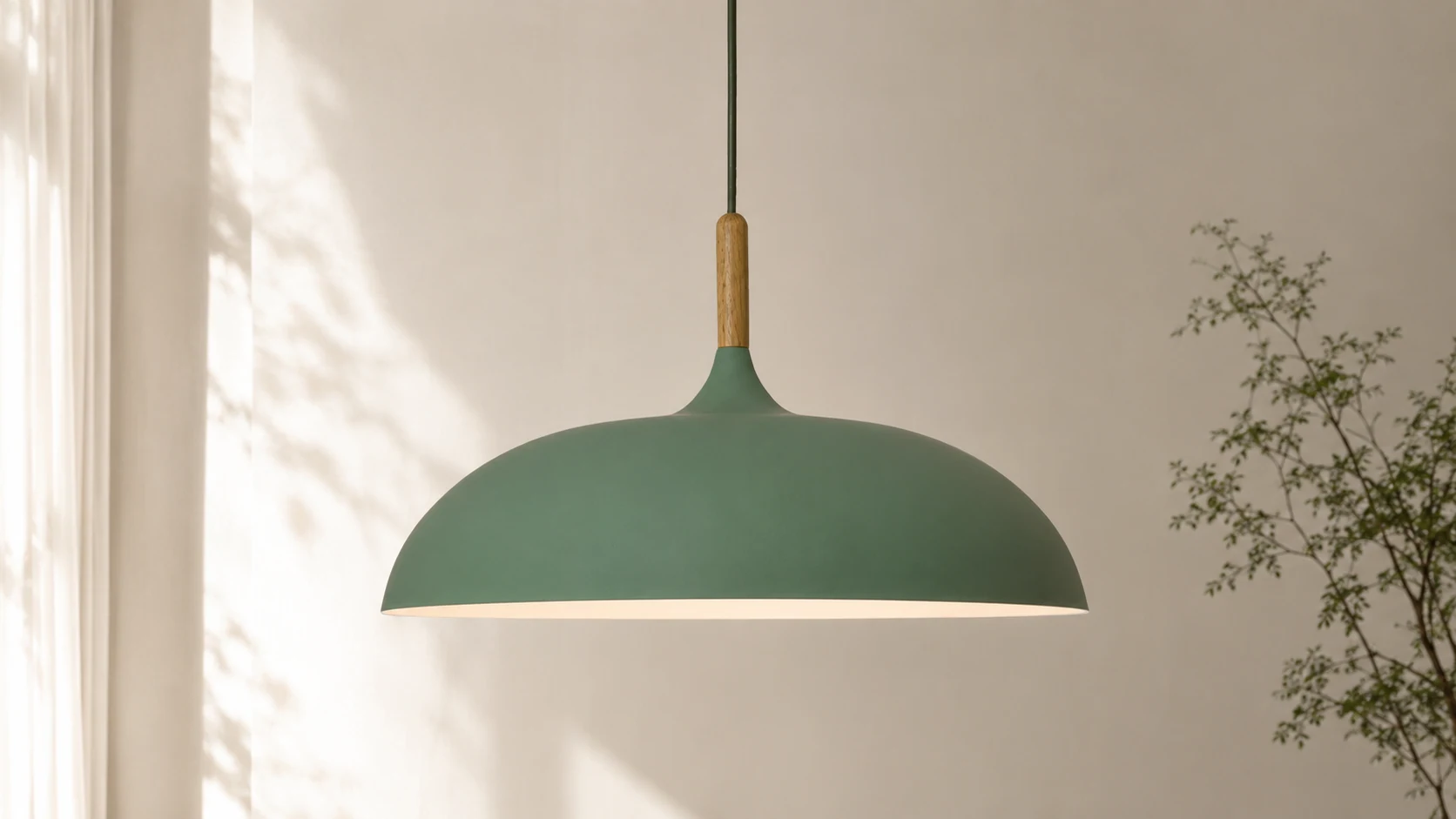 Minimalist Wood Aluminum Pendant Light in a modern room setting