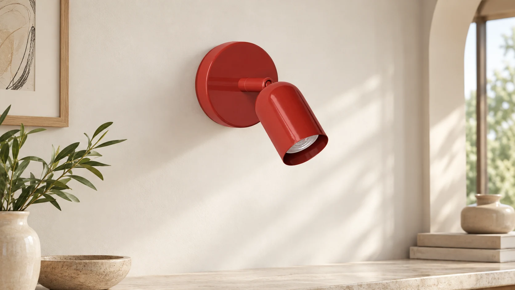 Nordic Macaron adjustable LED wall lamp in a styled wall scene
