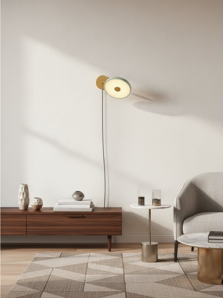Asteria wall sconce above a low living room console