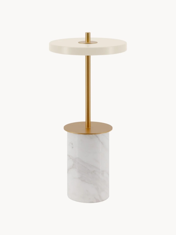 Asteria table lamp in white marbled finish
