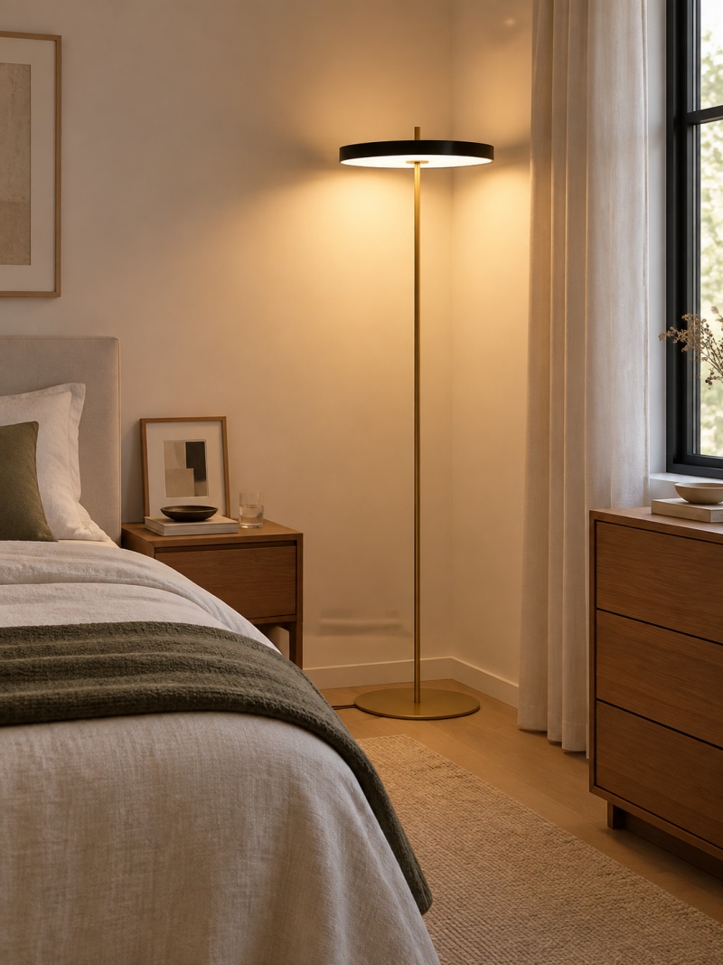 Asteria lamp in bedroom reading corner