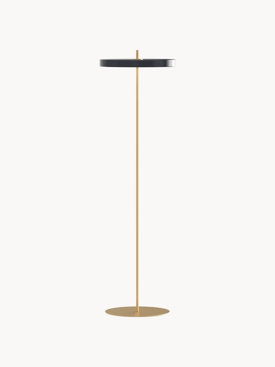Full Asteria LED floor lamp with anthracite shade and gold frame