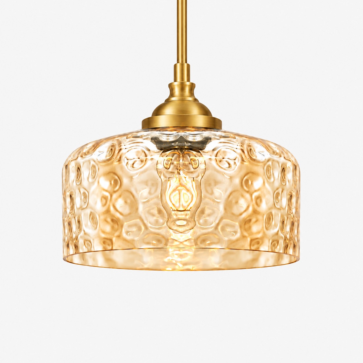 Vintage Glass Pendant Light with adjustable hanging, patterned glass and hammered options