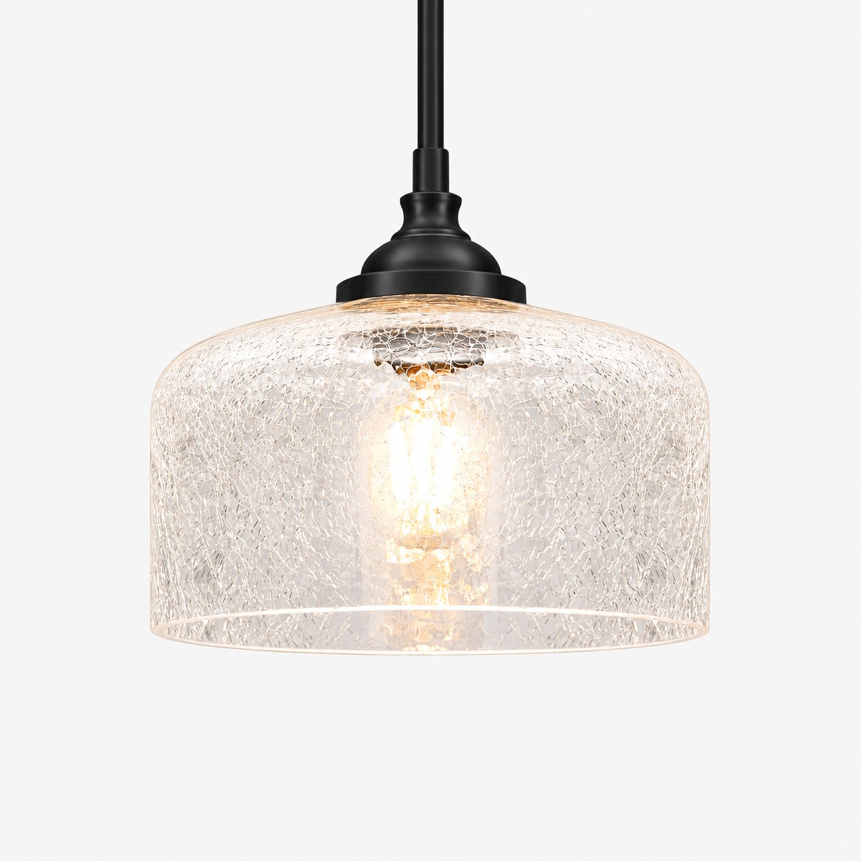 Vintage Glass Pendant Light with adjustable hanging, patterned glass and hammered options