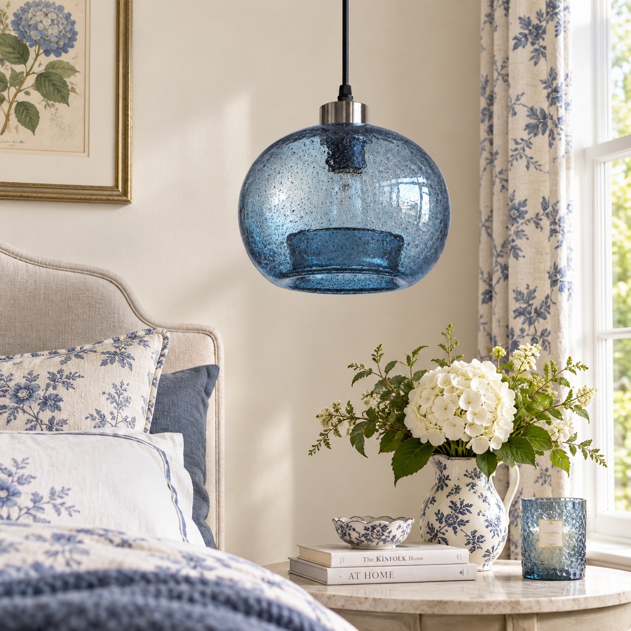 Textured Glass Globe Pendant with an open bottom, marble glass options and a round shade