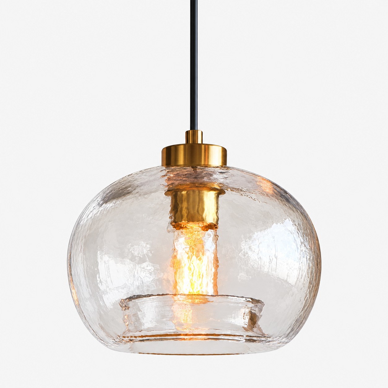 Textured Glass Globe Pendant with an open bottom, marble glass options and a round shade