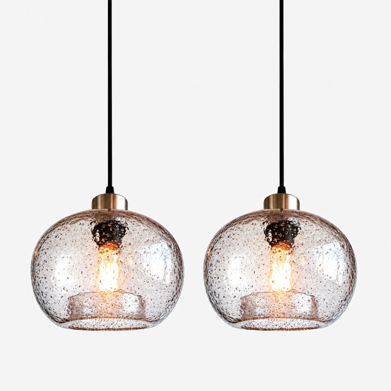 Textured Glass Globe Pendant with an open bottom, marble glass options and a round shade