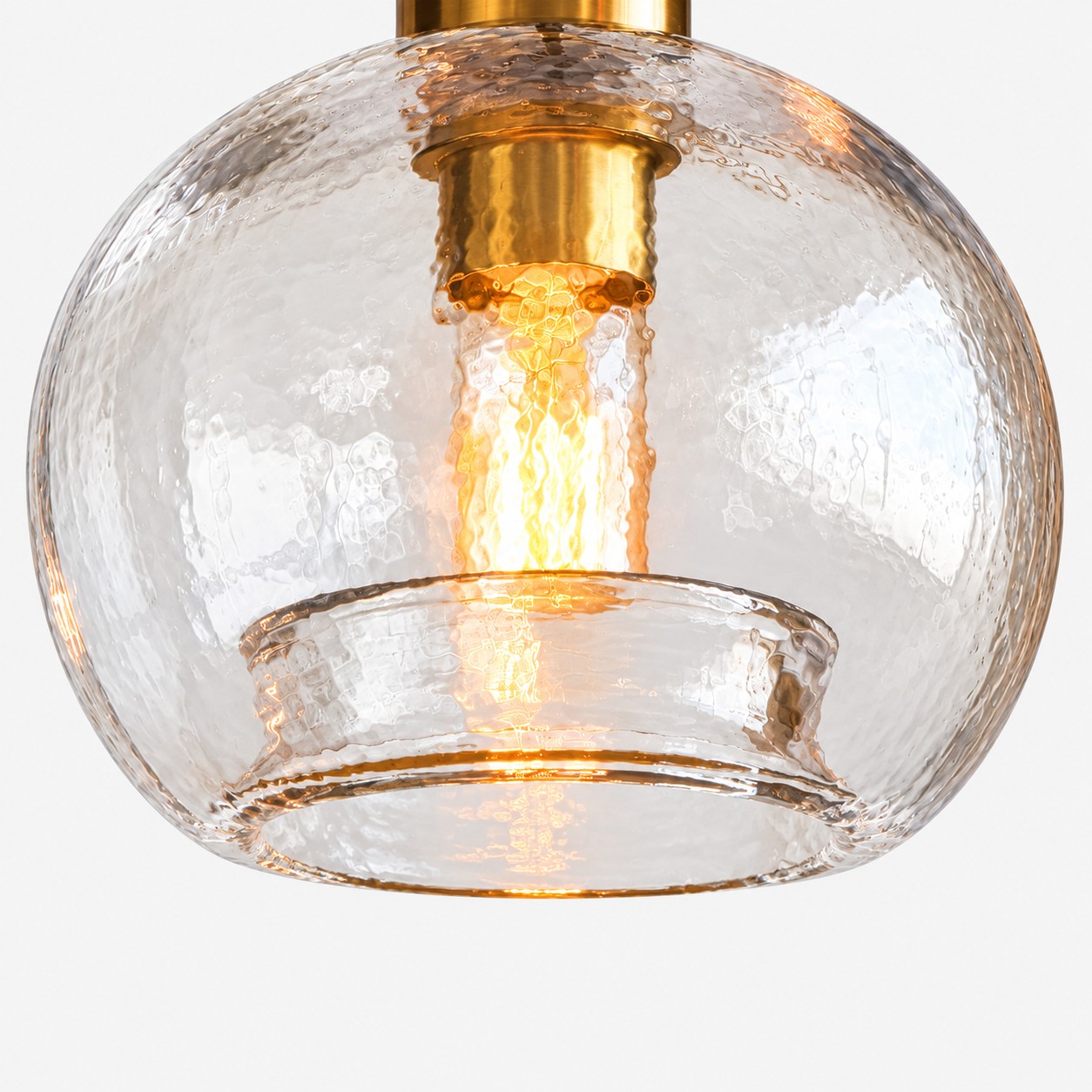 Textured Glass Globe Pendant with an open bottom, marble glass options and a round shade