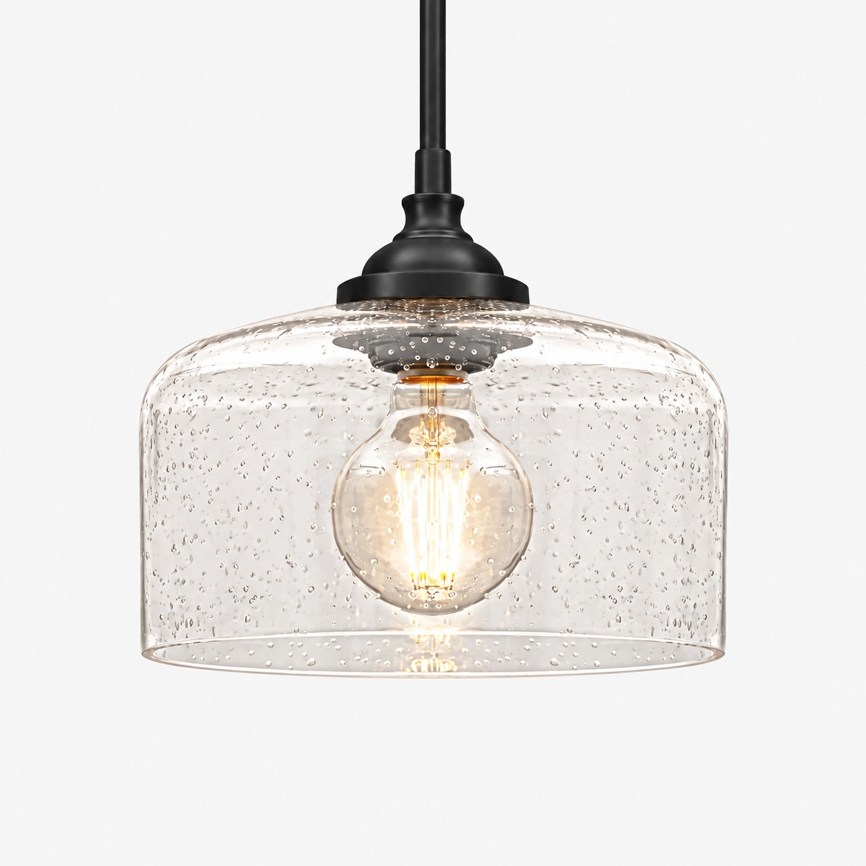 Vintage Glass Pendant Light with adjustable hanging, patterned glass and hammered options