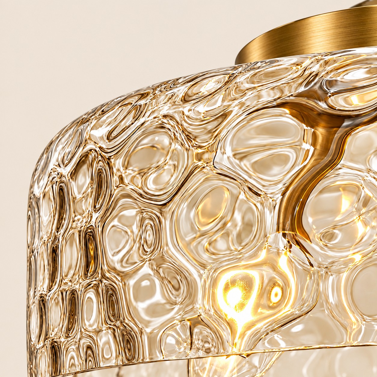 Vintage Glass Pendant Light with adjustable hanging, patterned glass and hammered options
