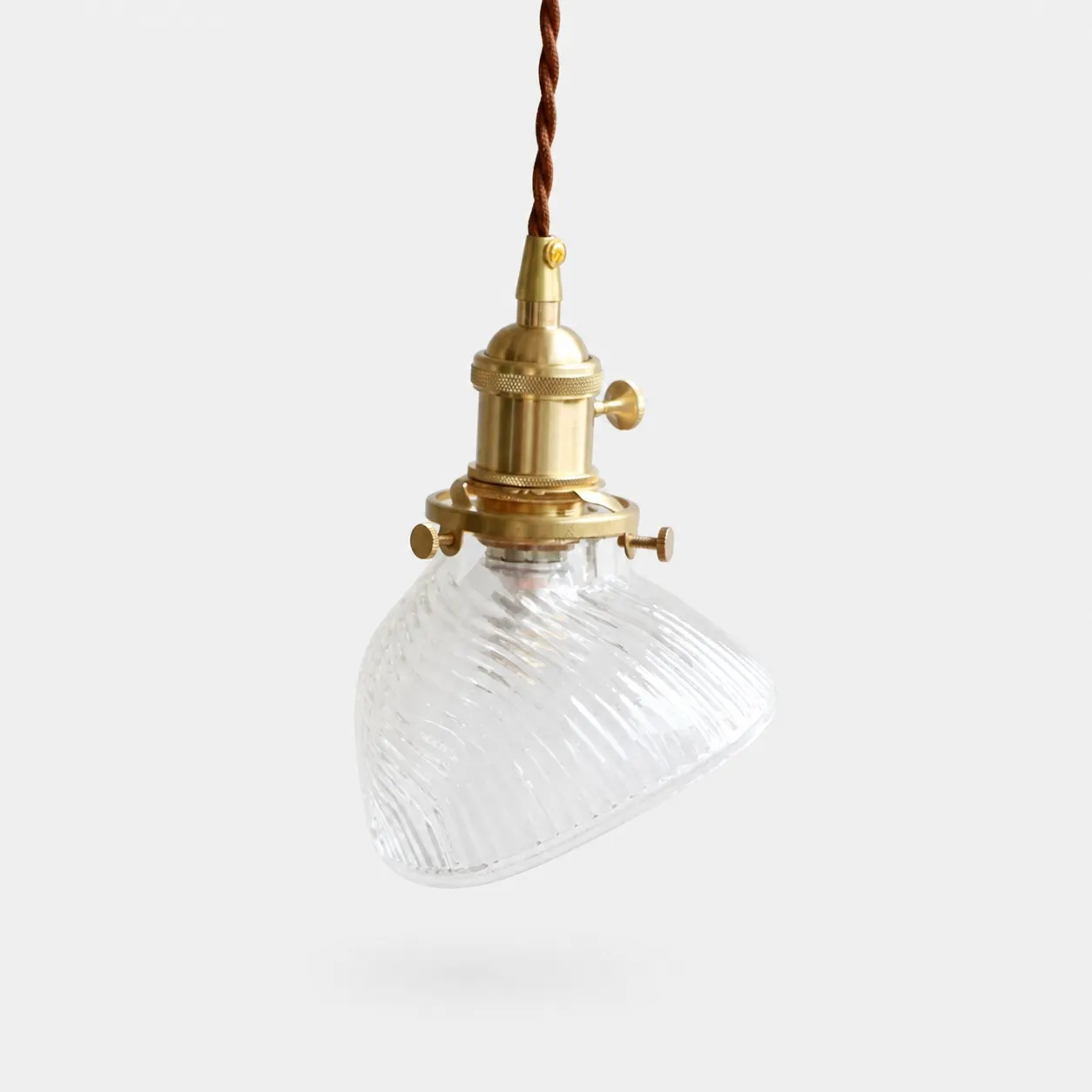 Clear ribbed glass mini pendant light