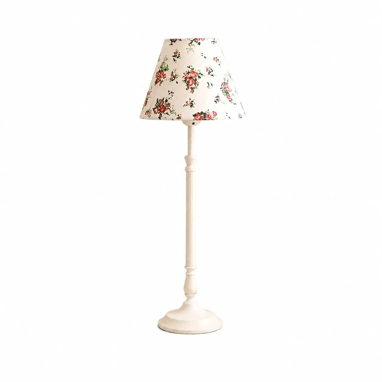 Linen rose fabric shade French country metal table lamp