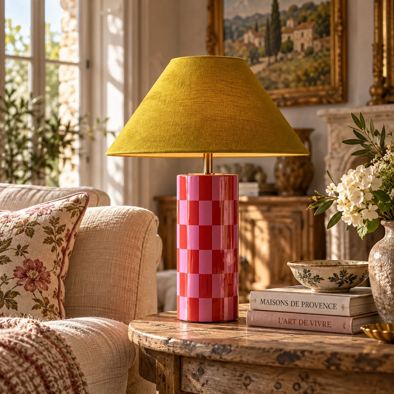 Geometric ceramic table lamp