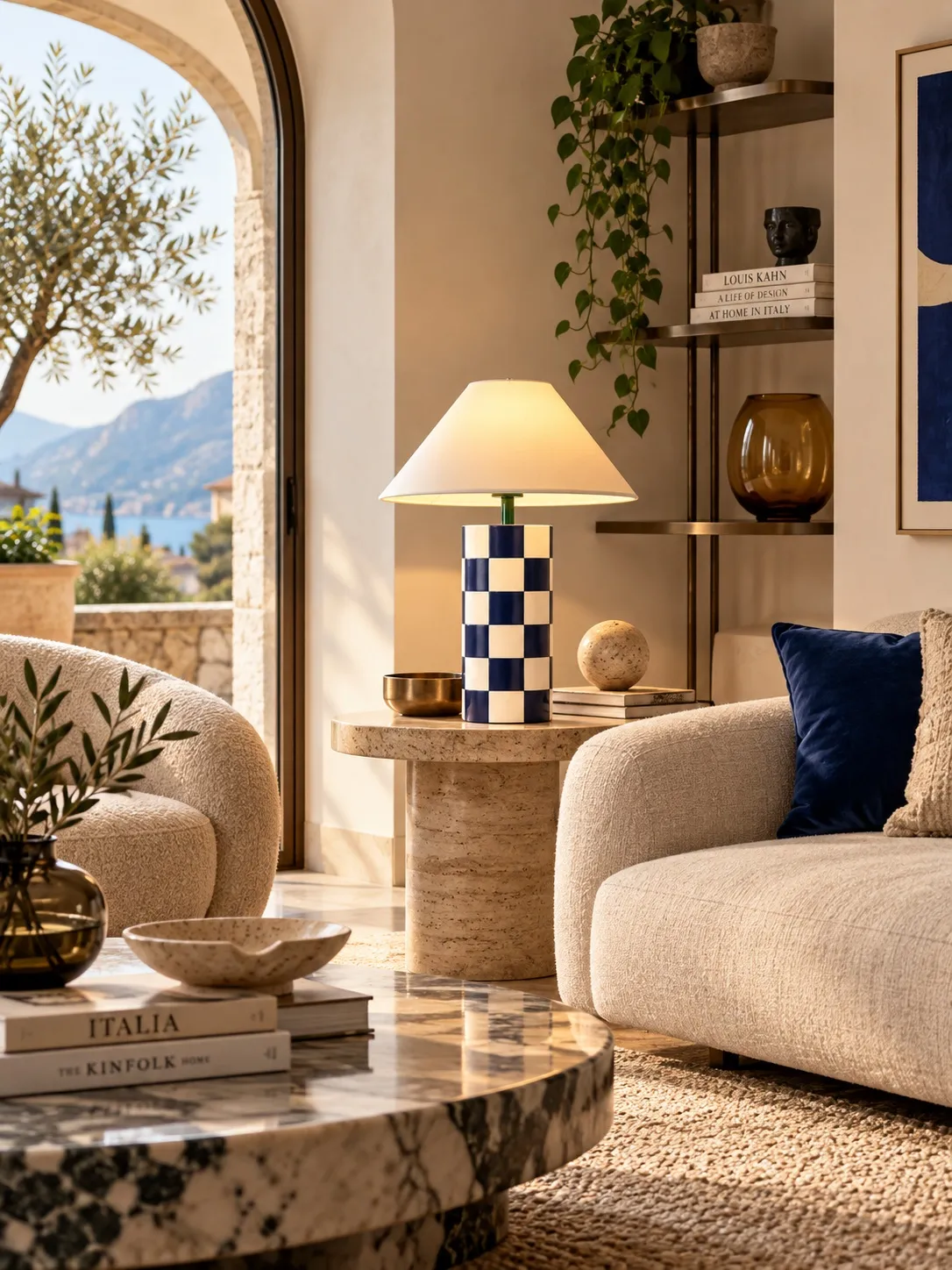 Geometric ceramic table lamp