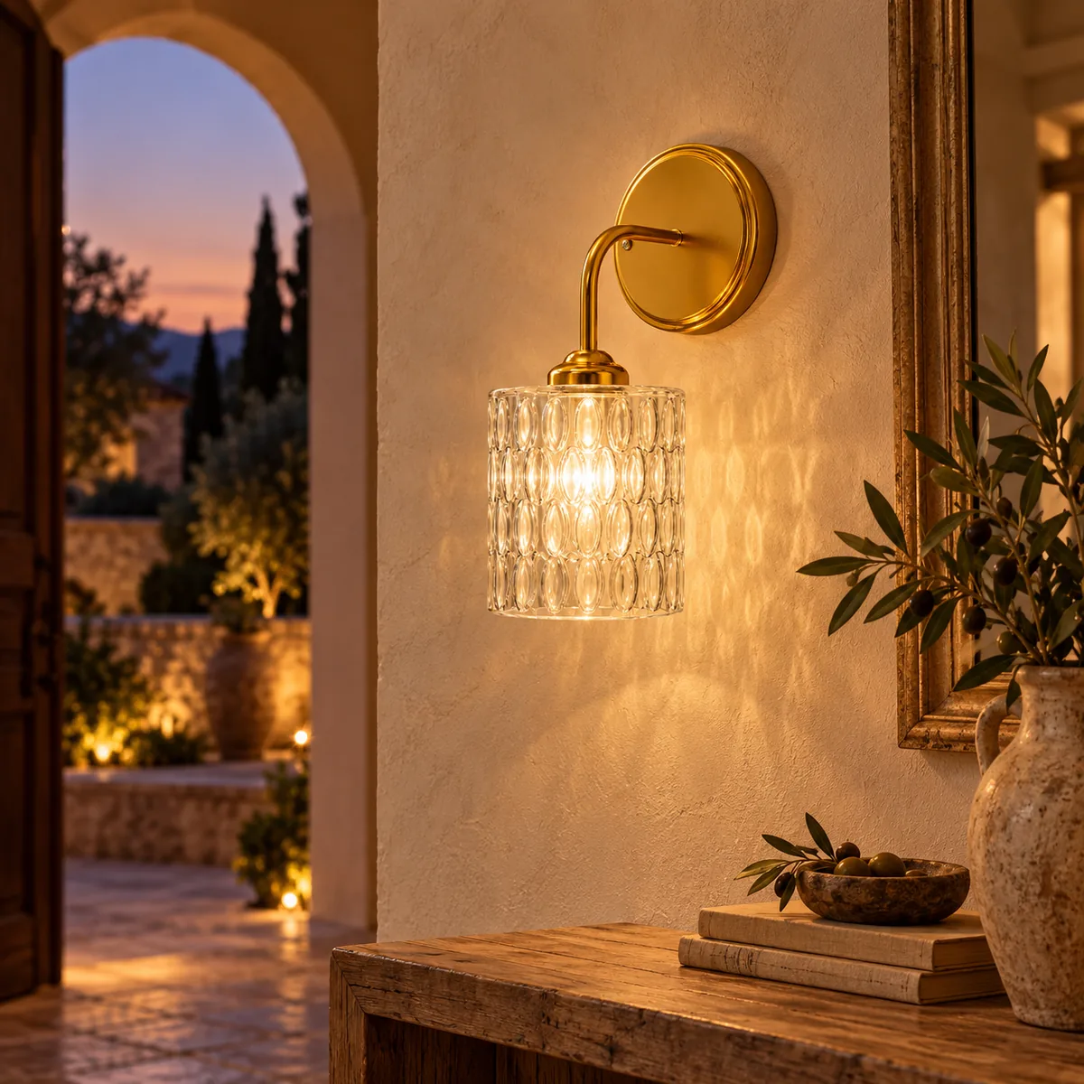 Studio Sconce with a Hammered Shade