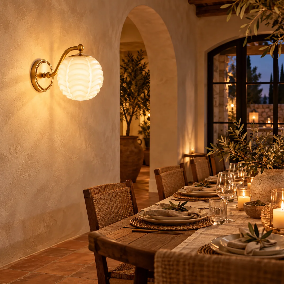 Soft Indoor Sconce with Ribs in the Shade