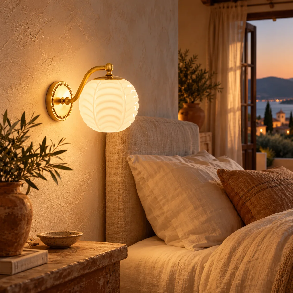 Soft Indoor Sconce with Ribs in the Shade