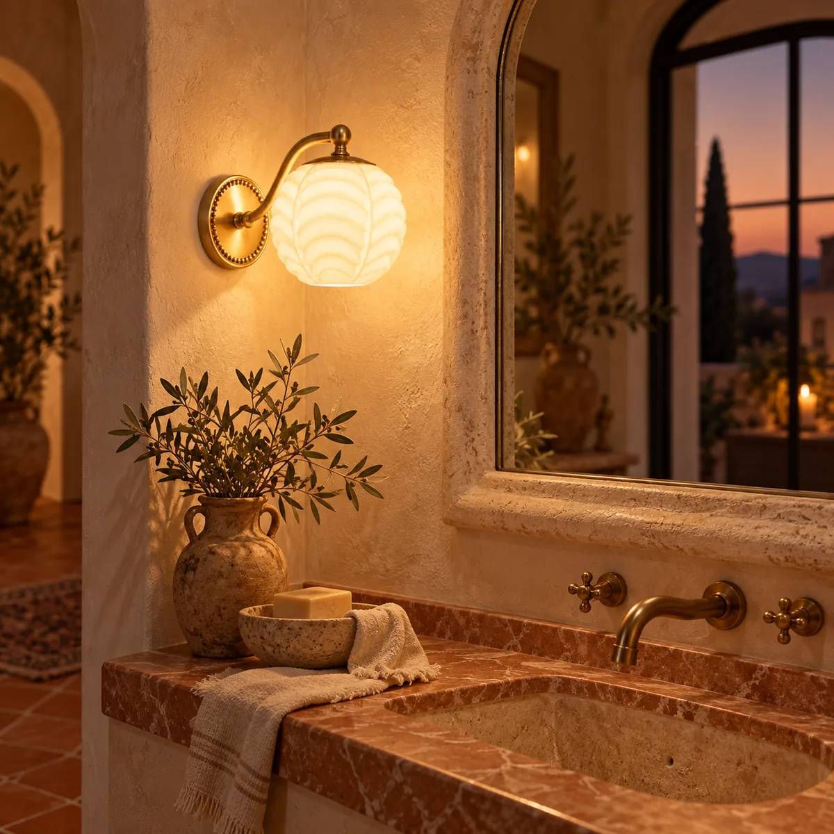 Soft Indoor Sconce with Ribs in the Shade