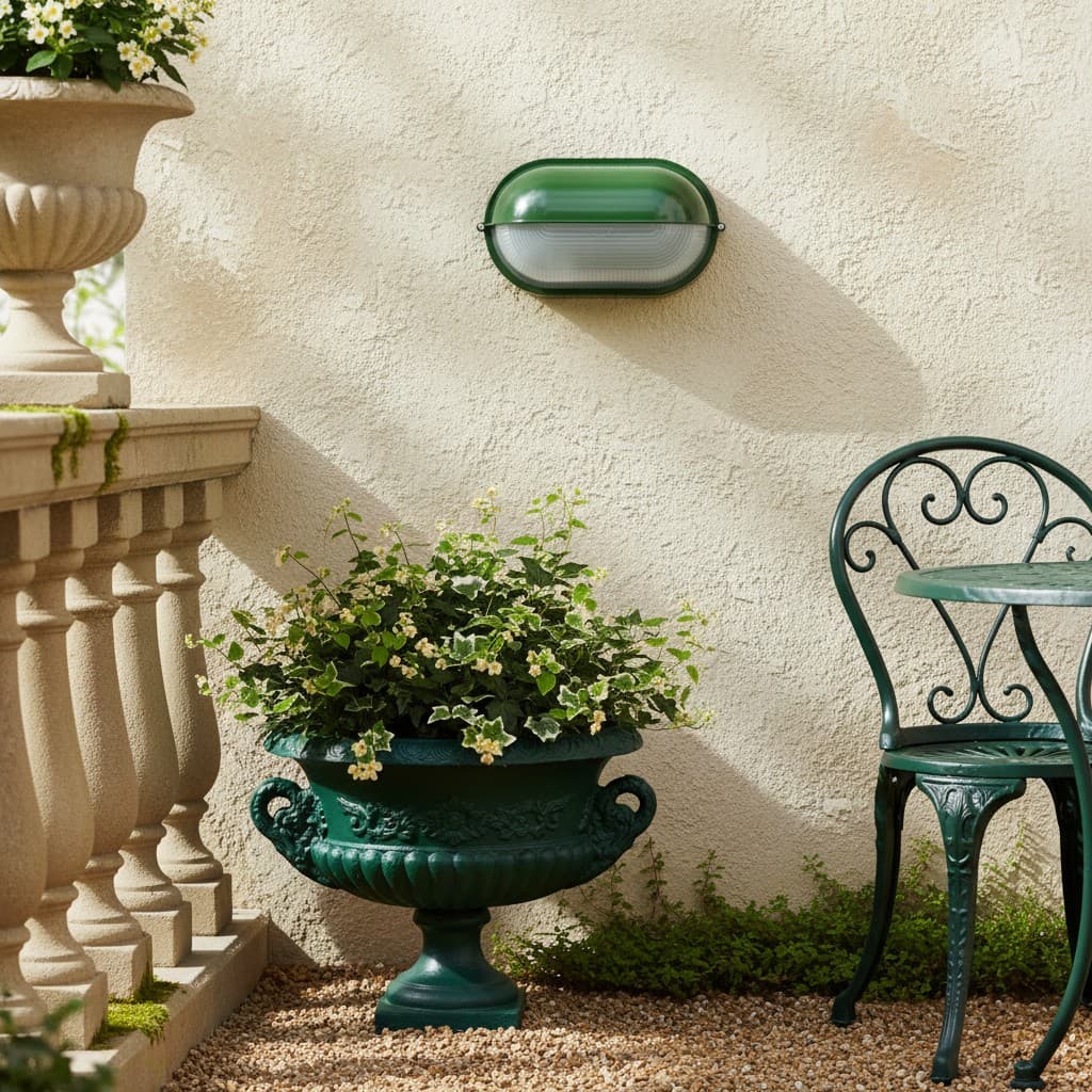 Docka outdoor wall lamp on a garden wall