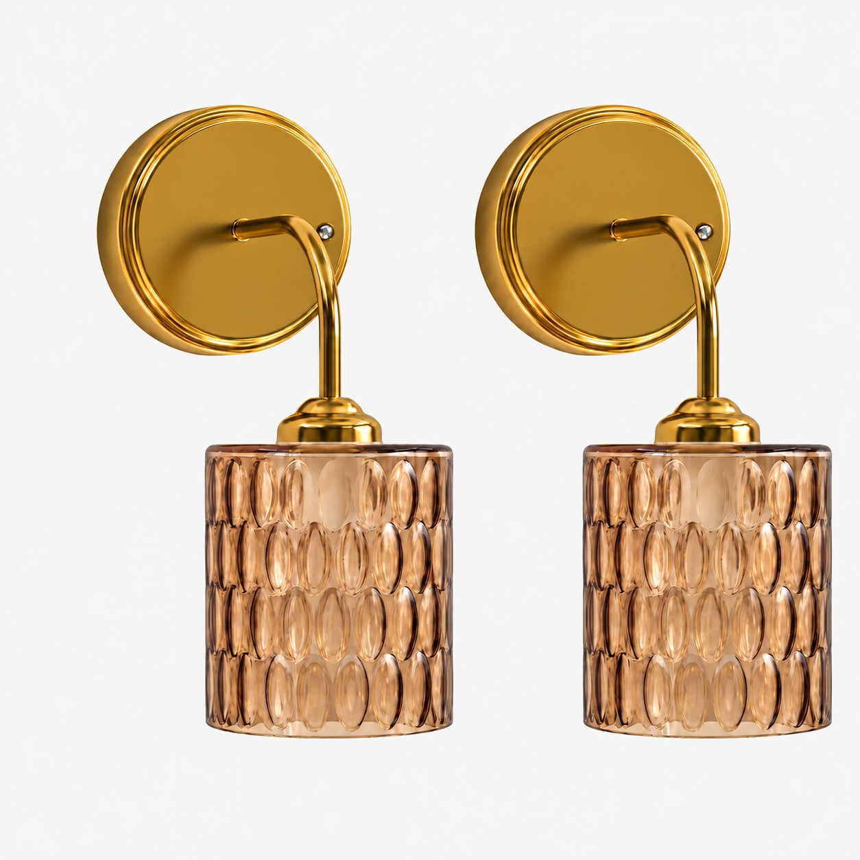 Brown hammered-glass wall sconce set of two